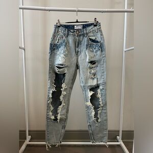 One Teaspoon Women’s Ripped Blue Jeans